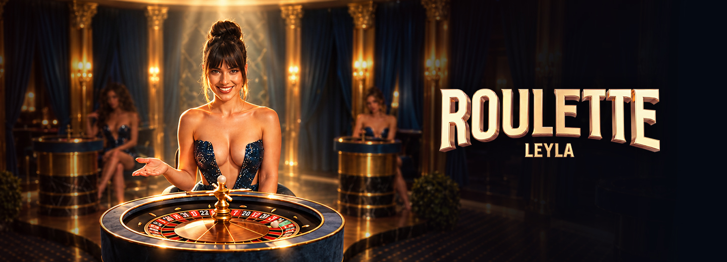 ROULETTE LEYLA featuring a realistic virtual dealer with RTP and max multiplier statistics in virtual casino games for live roulette South Africa.