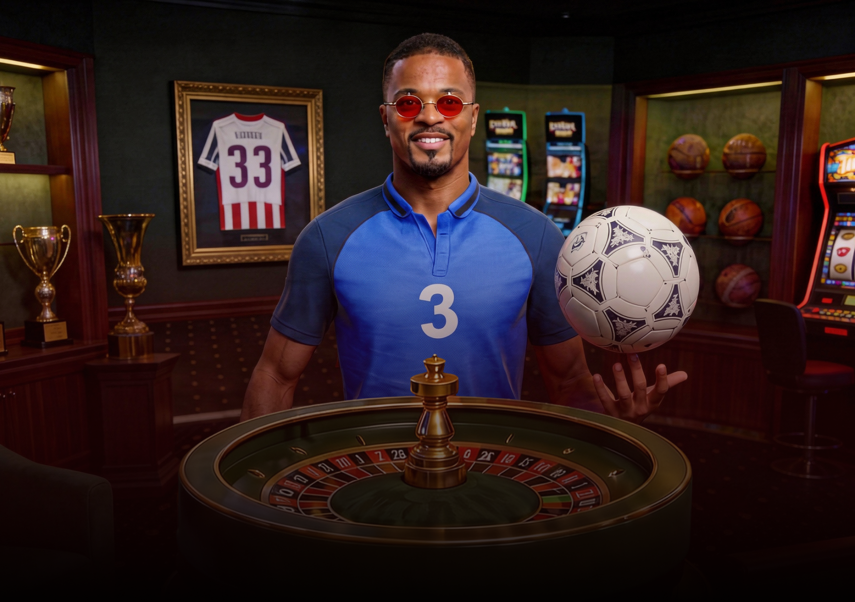Roulette Evra live roulette game with virtual dealer Patrice Evra