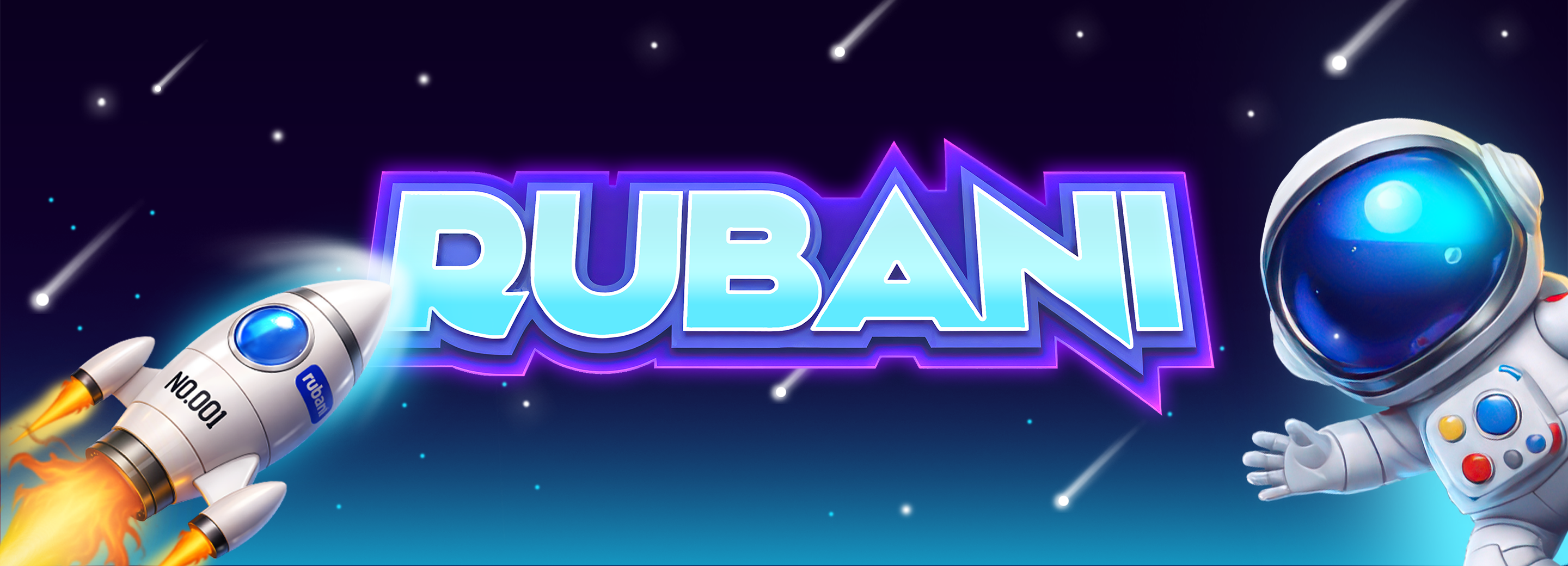 RUBANI featuring a launching rocket with RTP, max multiplier, and volatility statistics for a casino crash game.