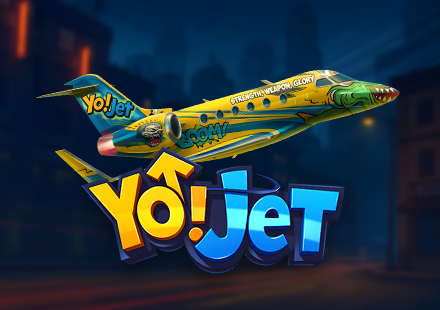 Yo!Jet crash casino game featuring an aviation-themed design, RTP 95–96%, 10000x max multiplier and low-volatility crash gameplay.