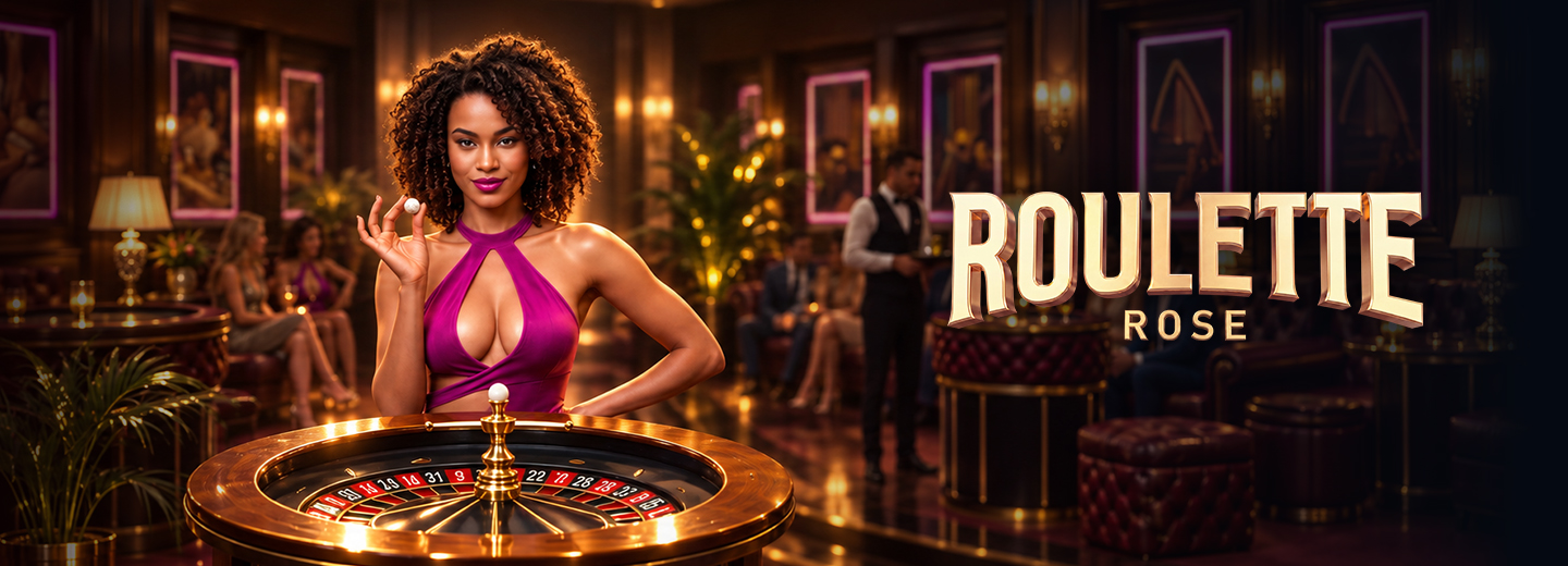 ROULETTE ROSE featuring a virtual dealer with RTP and max multiplier statistics in virtual casino games for live casino online South Africa.