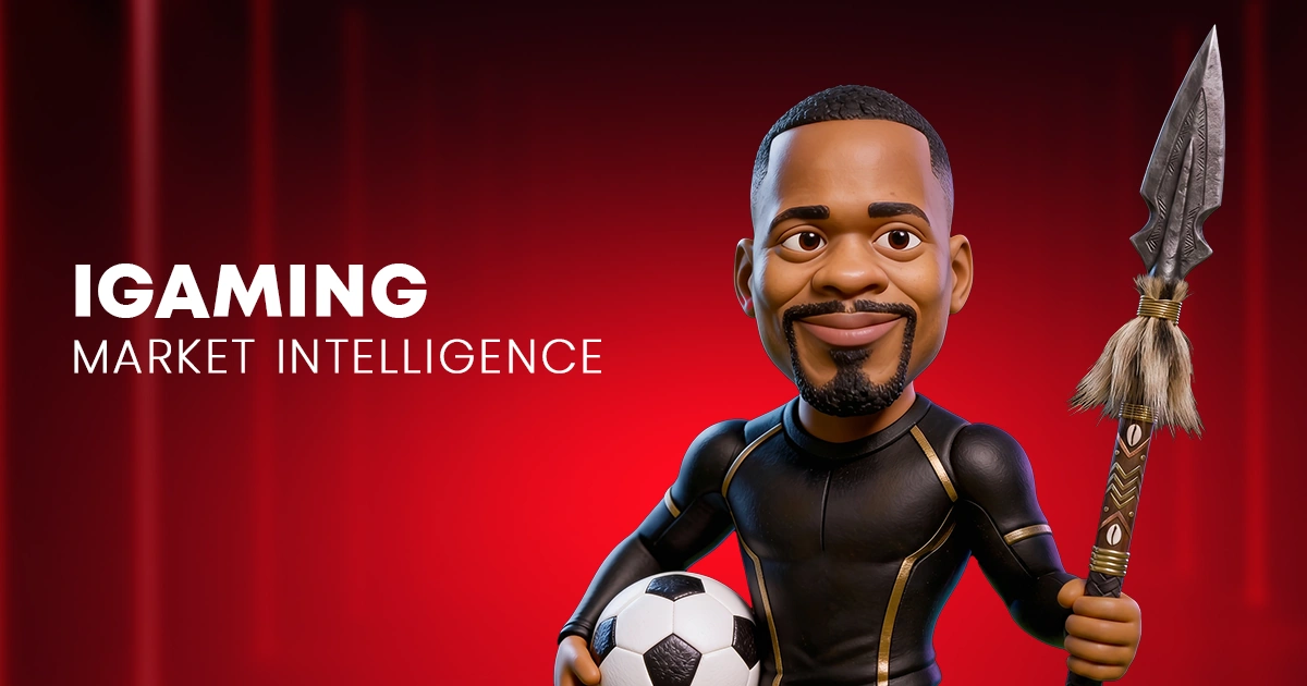 South Africa iGaming market intelligence cover featuring Patrice Evra cartoon.
